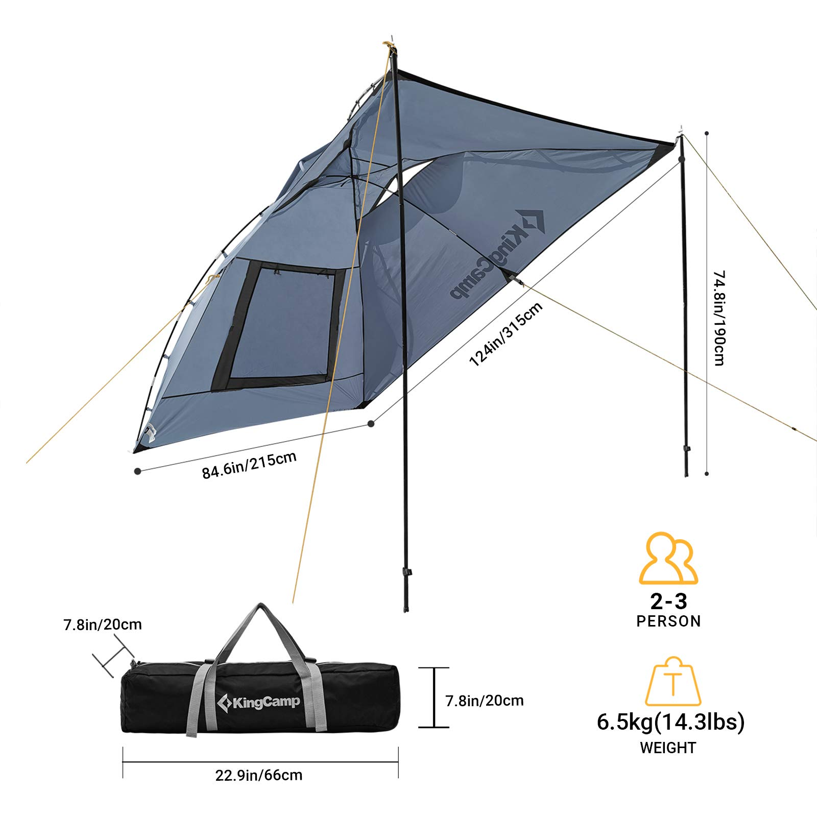 kingcamp-awning-shelter-suv-tent-3-person-car-camping-canopy image 3