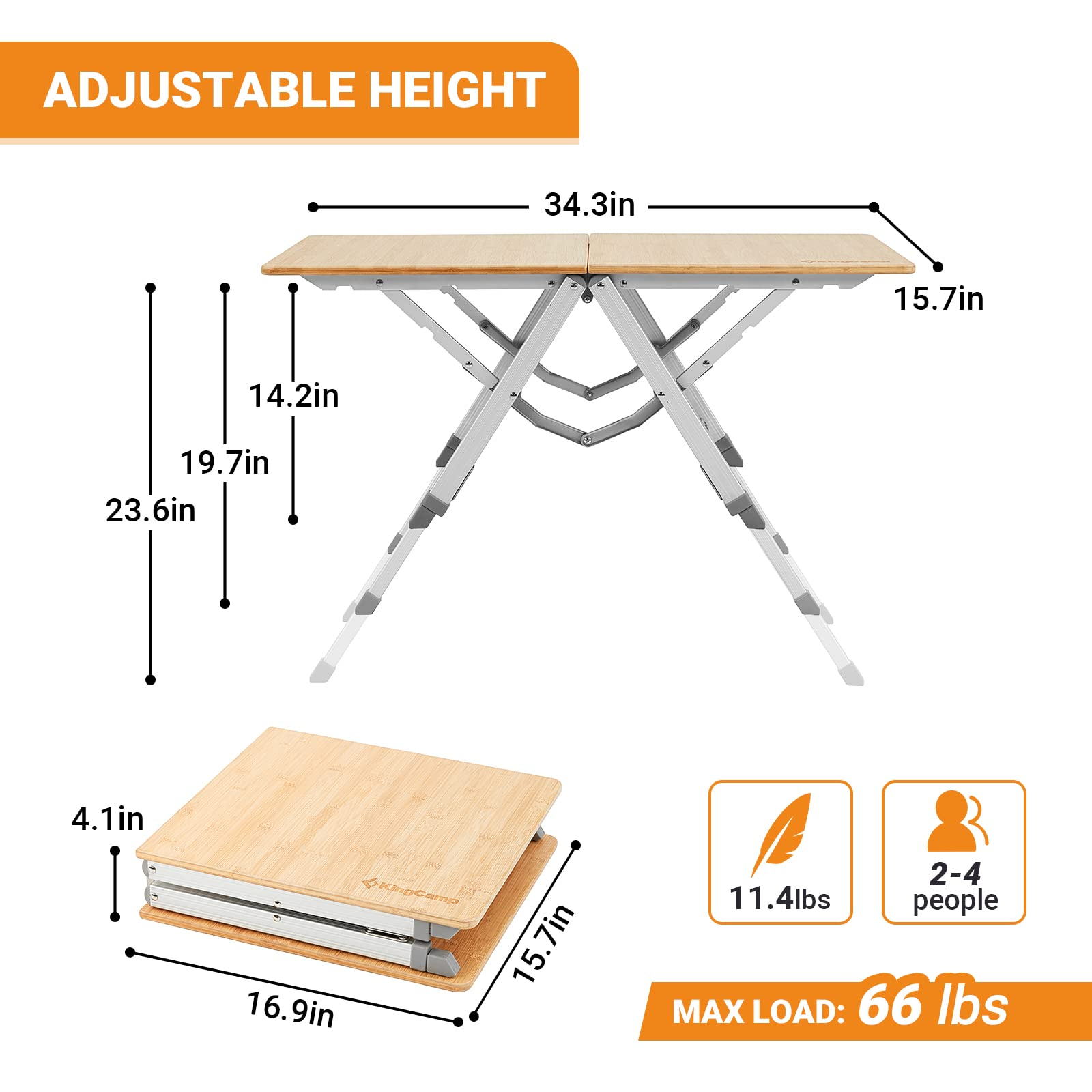 kingcamp-small-bamboo-folding-picnic-table image 2