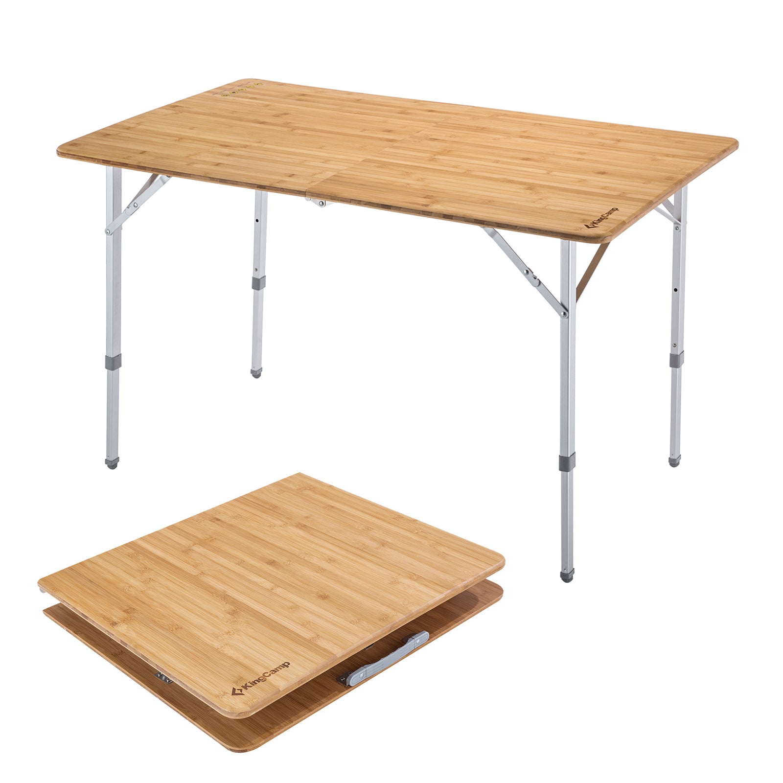 kingcamp-bamboo-folding-adjustable-height-camping-table-39x26-portable-with-alum image 2