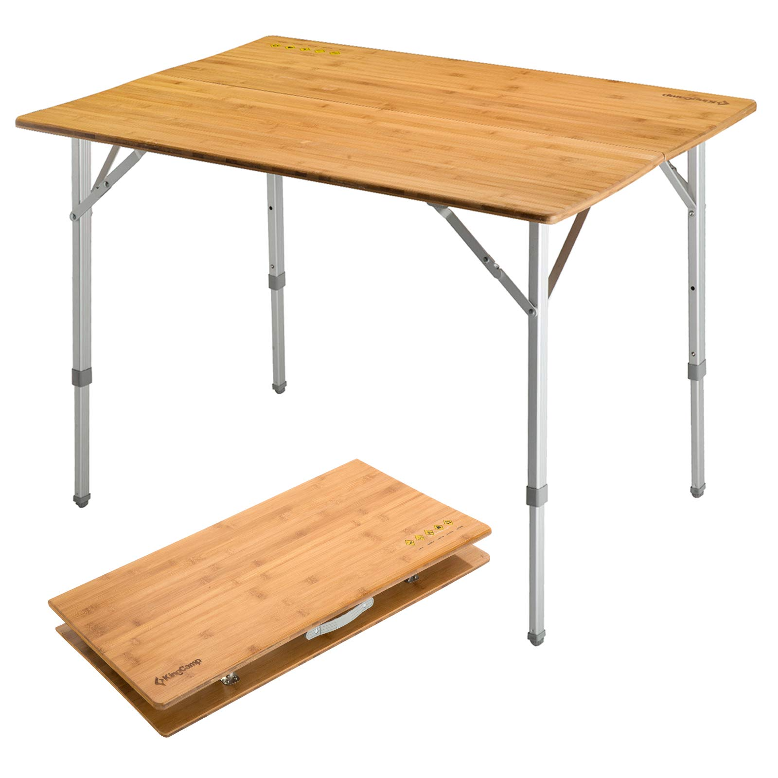 kingcamp-2-folded-4-people-bamboo-adjustable-camping-table-39x28 image 1