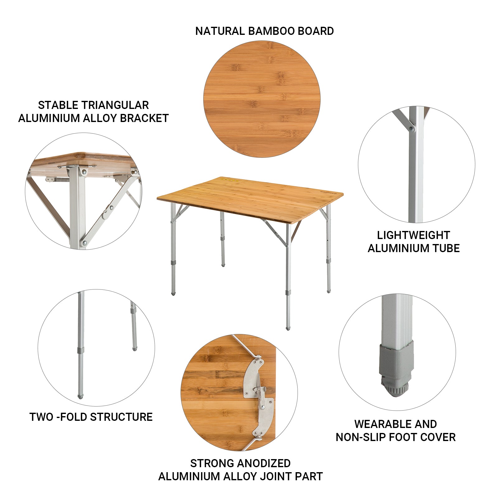 kingcamp-2-folded-4-people-bamboo-adjustable-camping-table-39x28 image 3