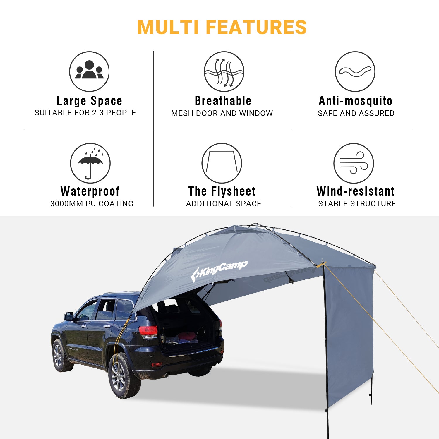 kingcamp-beach-suv-awning-shelter-waterproof-2-3-person-easy-setup-with-poles image 6