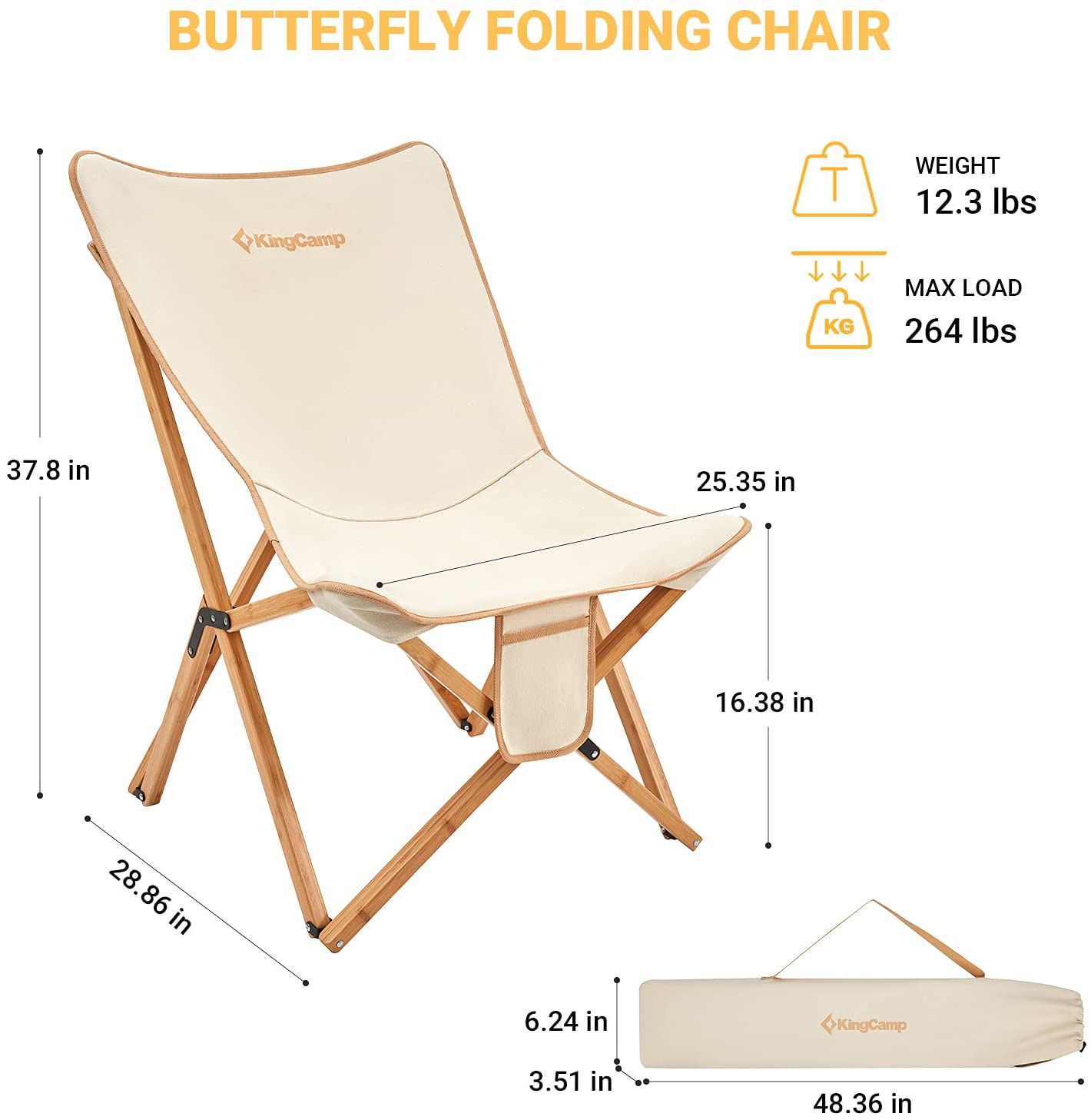 kingcamp-butterfly-chair-with-removable-canvas-cover image 4