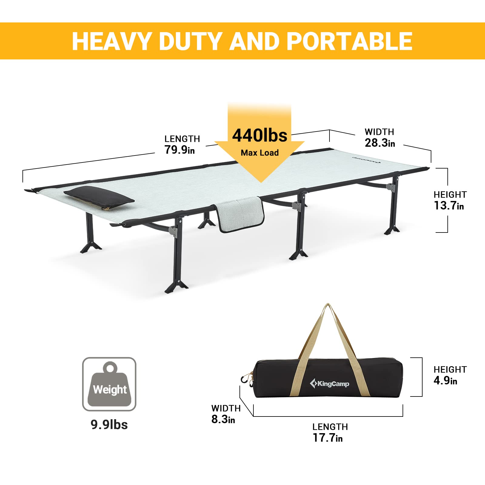 kingcamp-sequoia-extra-long-portable-camping-bed-cot image 2