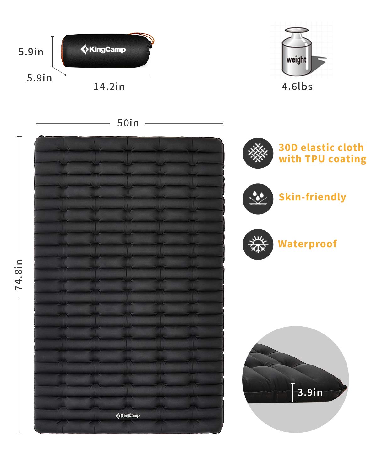 kingcamp-double-inflatable-camping-sleeping-bag-mattress image 2