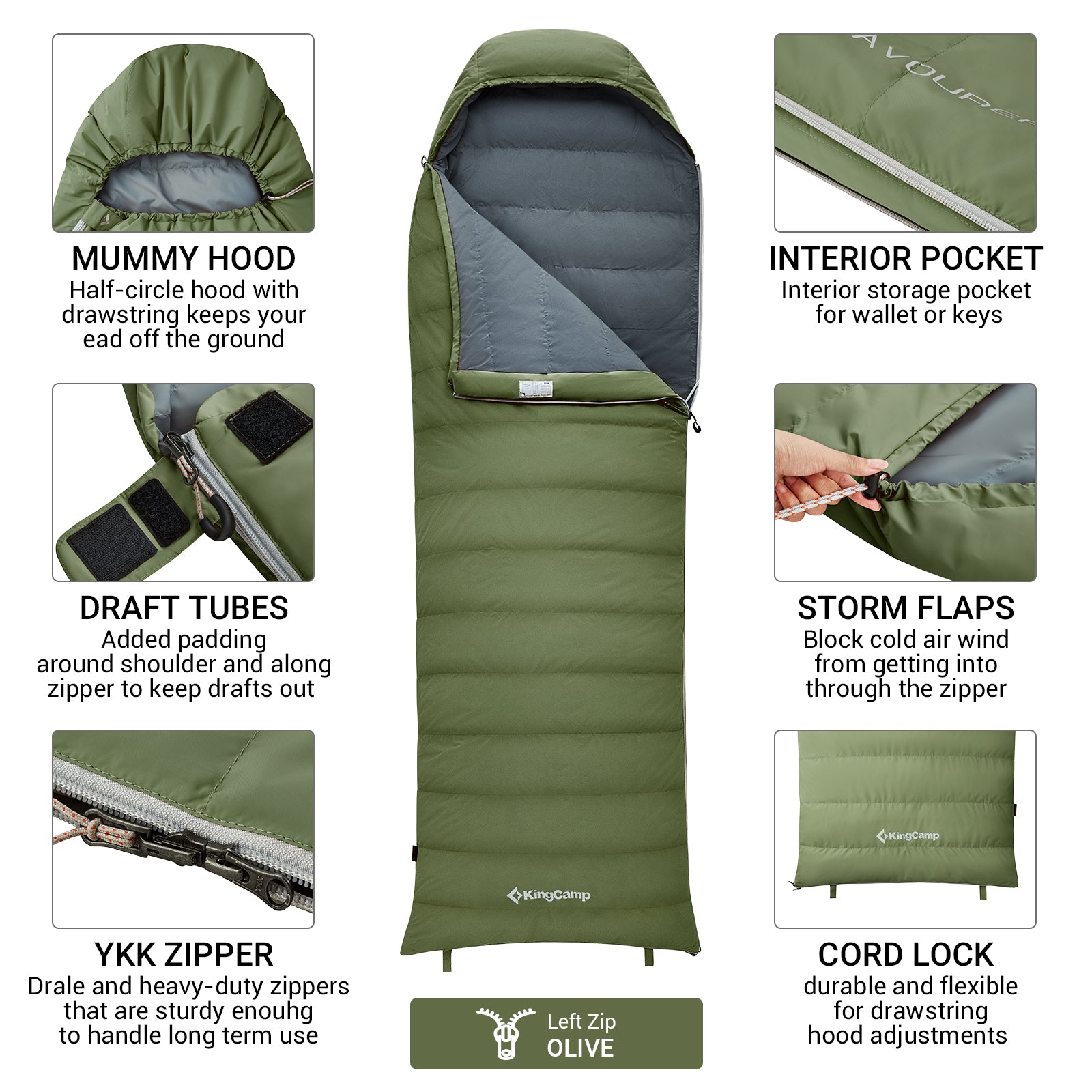 kingcamp-duck-down-sleeping-bag-3-season-camping-and-travel-down-bag image 8