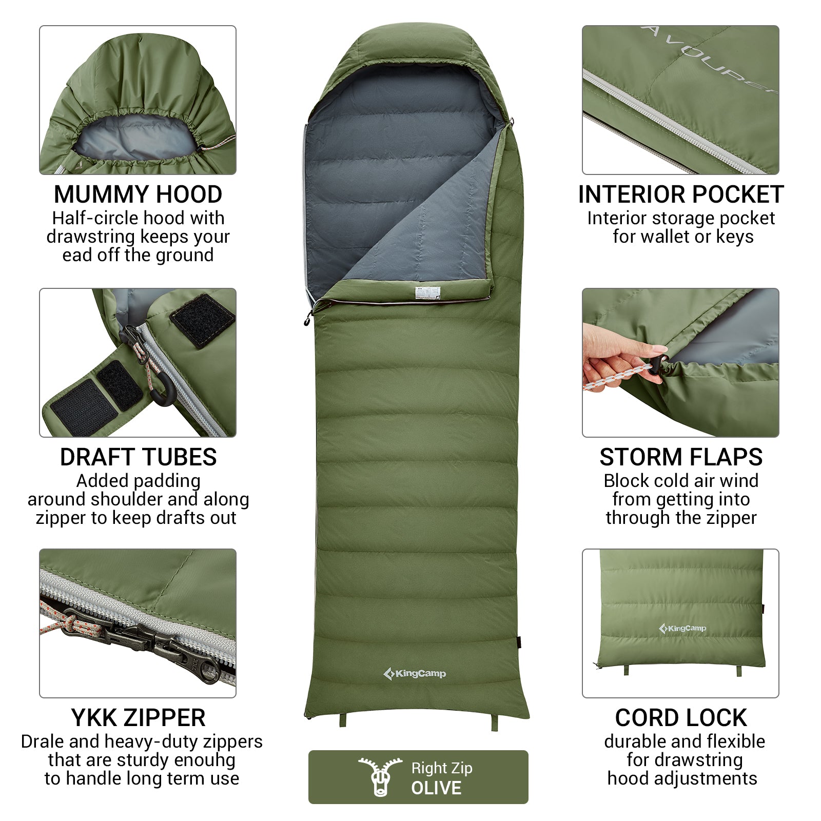 kingcamp-duck-down-sleeping-bag-3-season-camping-and-travel-down-bag image 7