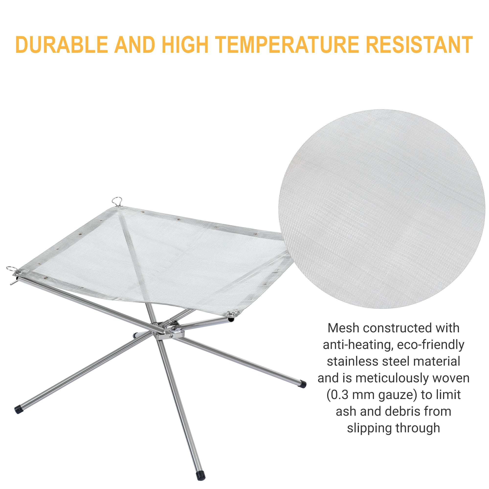 kingcamp-portable-folding-fire-pit-lightweight-stainless-steel-mesh-campfire-sto image 3