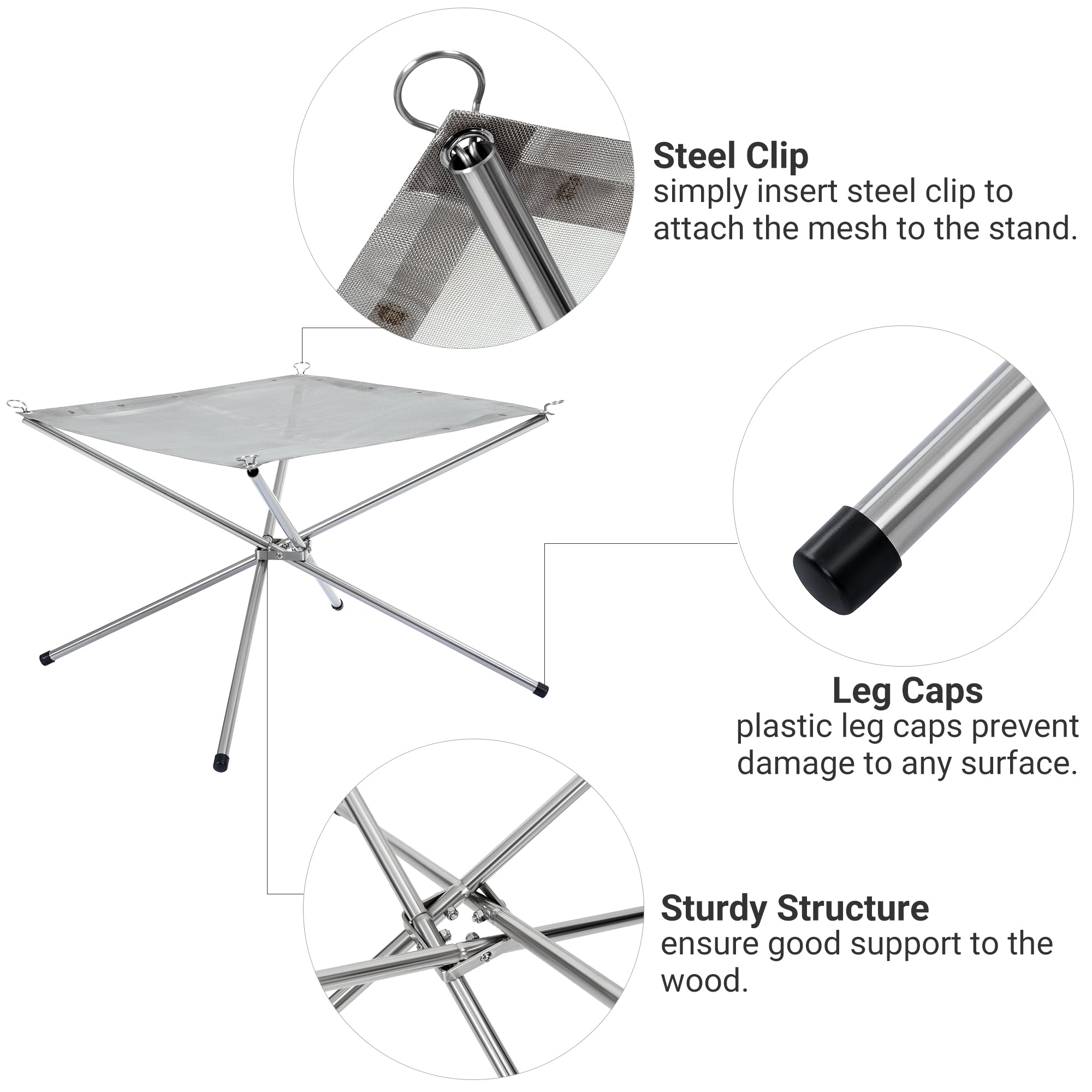 kingcamp-portable-folding-fire-pit-lightweight-stainless-steel-mesh-campfire-sto image 4