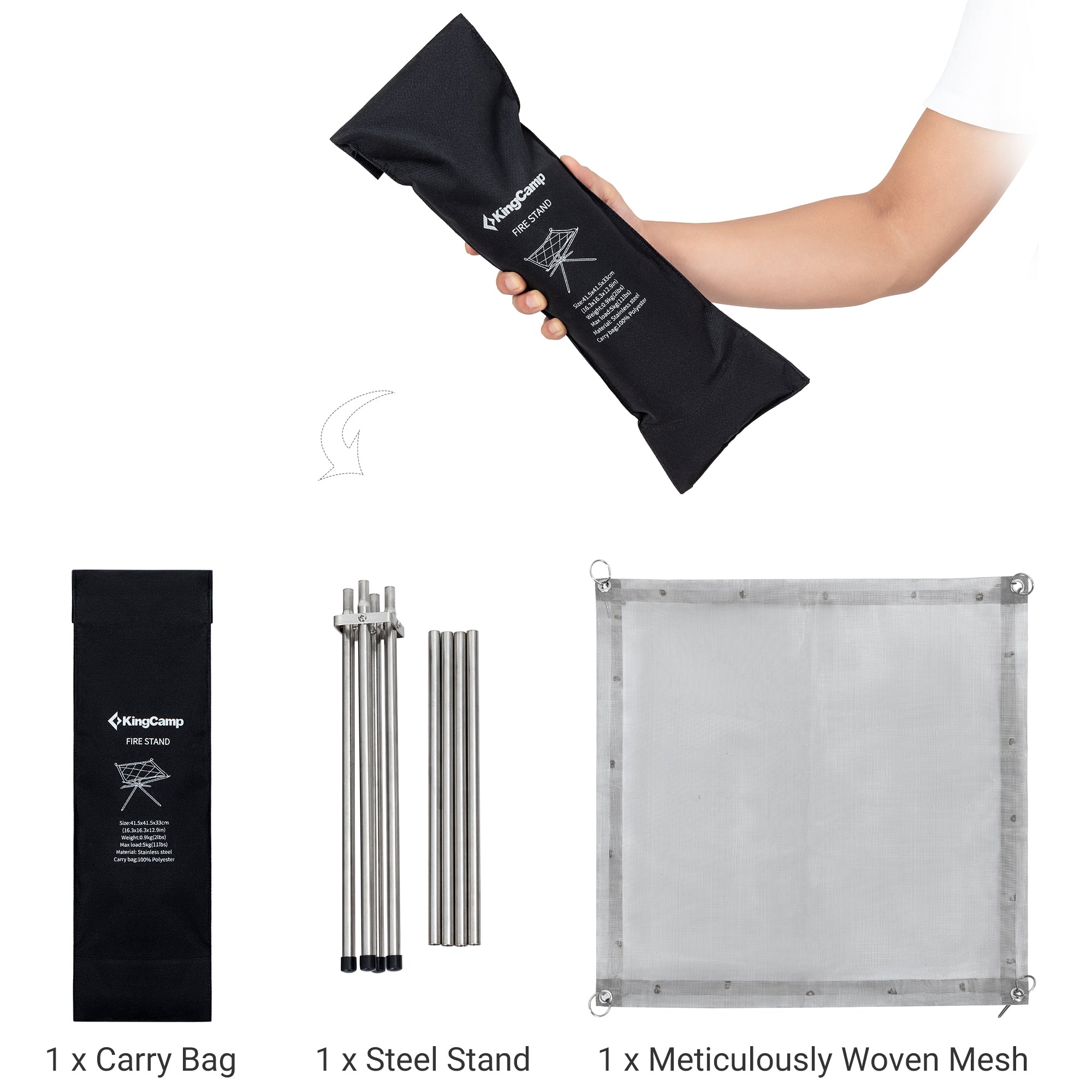 kingcamp-portable-folding-fire-pit-lightweight-stainless-steel-mesh-campfire-sto image 6