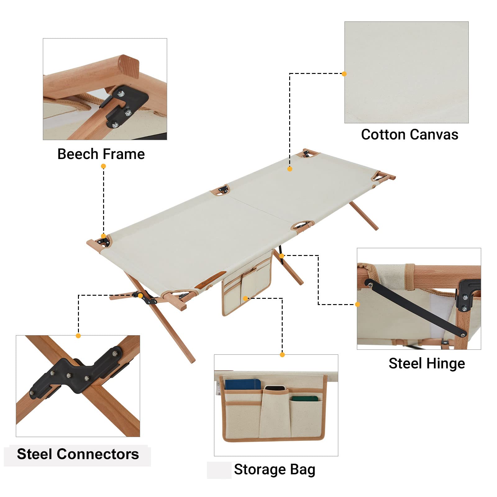kingcamp-folding-bed-portable-cot-durable-camping-cot-with-hardwood-frame image 3