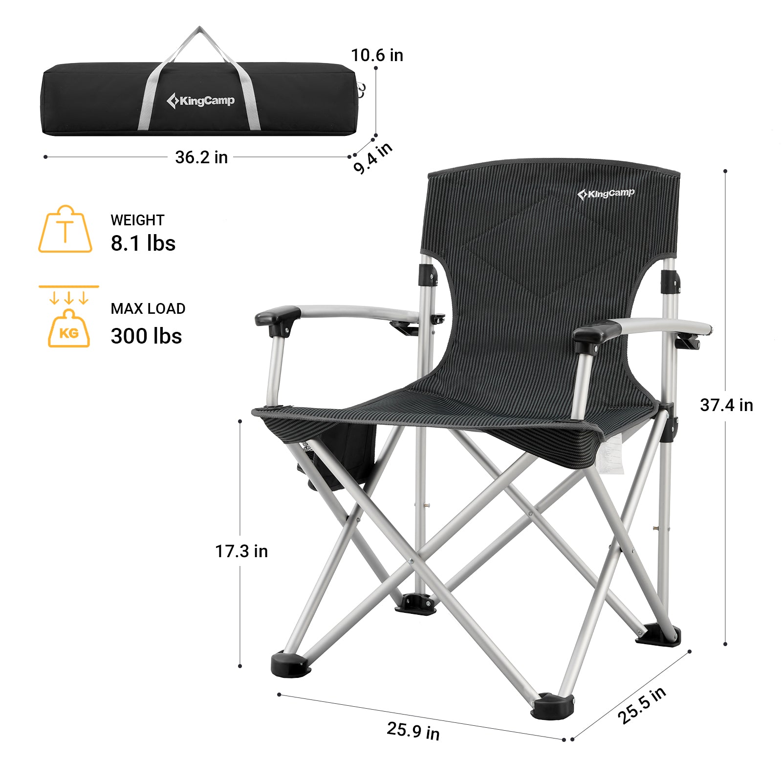 kingcamp-timeless-aluminum-tube-hard-arm-chair-camping-chair image 2