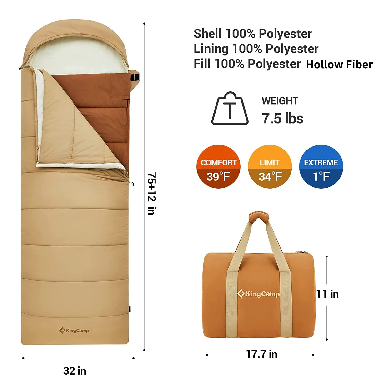 kingcamp-heated-sleeping-bag-with-3-temperature-settings-graphene-heating-3-in-1 image 7