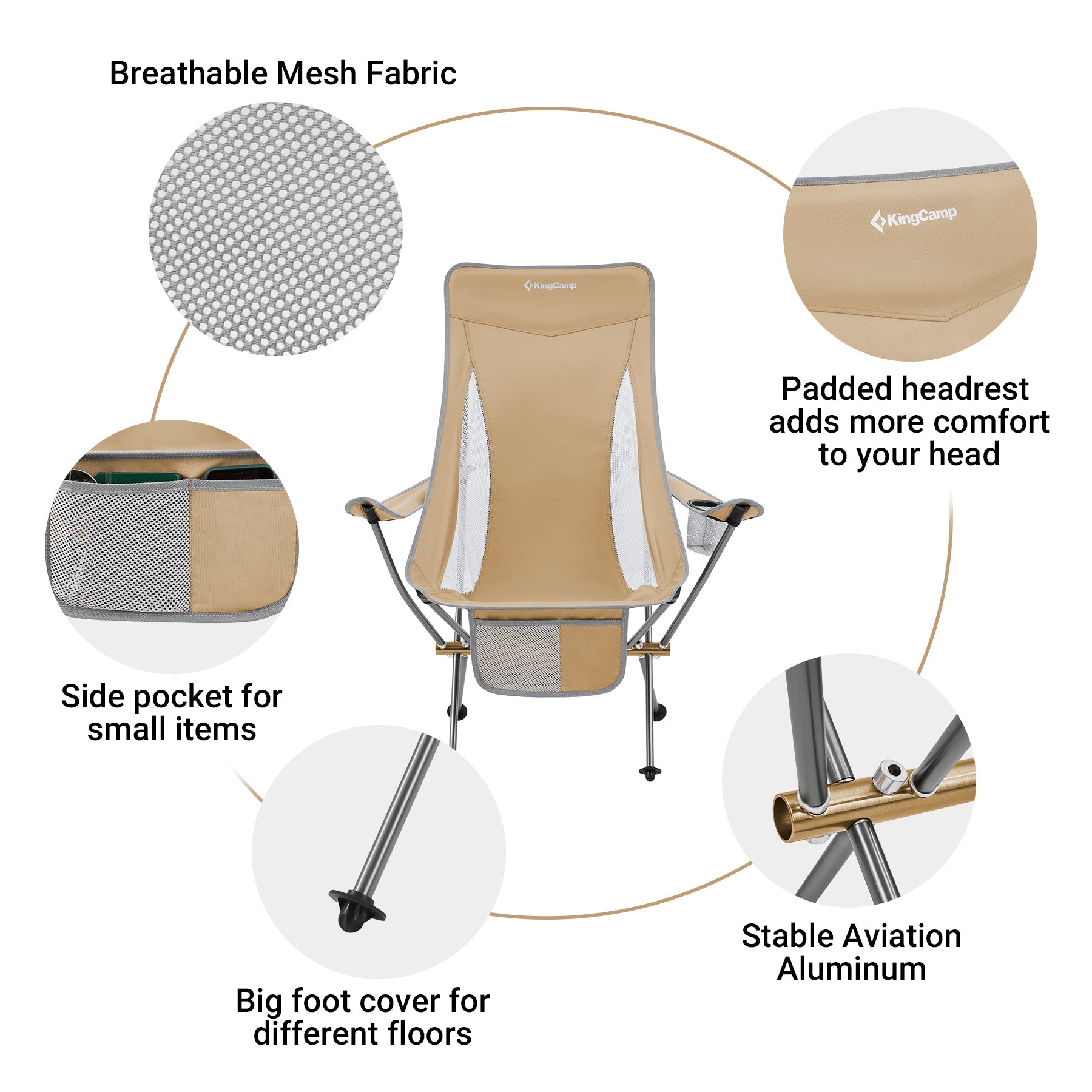 kingcamp-lightweight-highback-camping-chair-khaki image 3