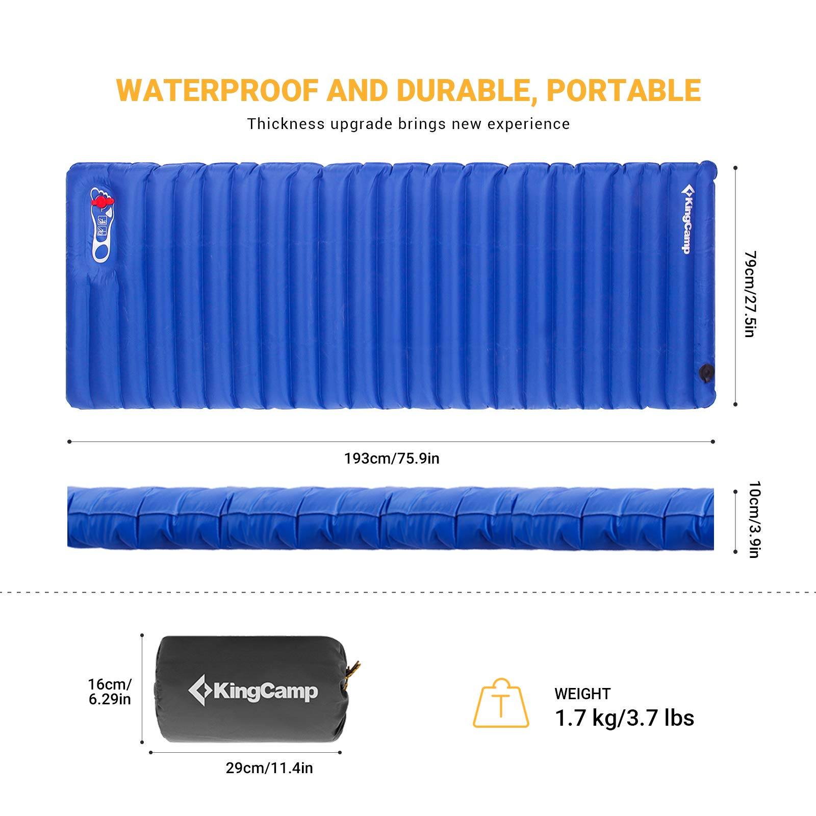 kingcamp-inflatable-air-foot-press-sleeping-pad-single-double-insulated-3-9-thic image 4