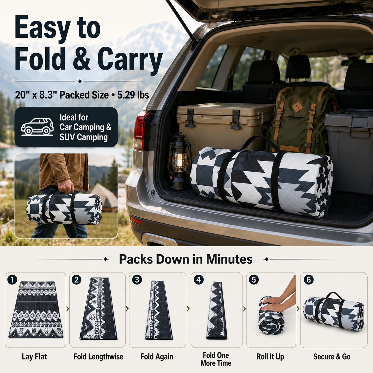 kingcamp-isiay-max-2-8-extra-large-waterproof-camping-tent-mat-aztec-pattern image 4