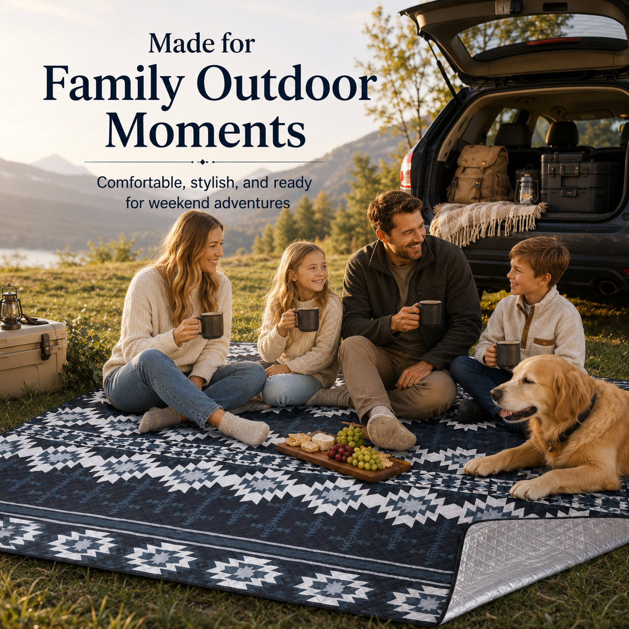 kingcamp-isiay-max-2-8-extra-large-waterproof-camping-tent-mat-aztec-pattern image 2