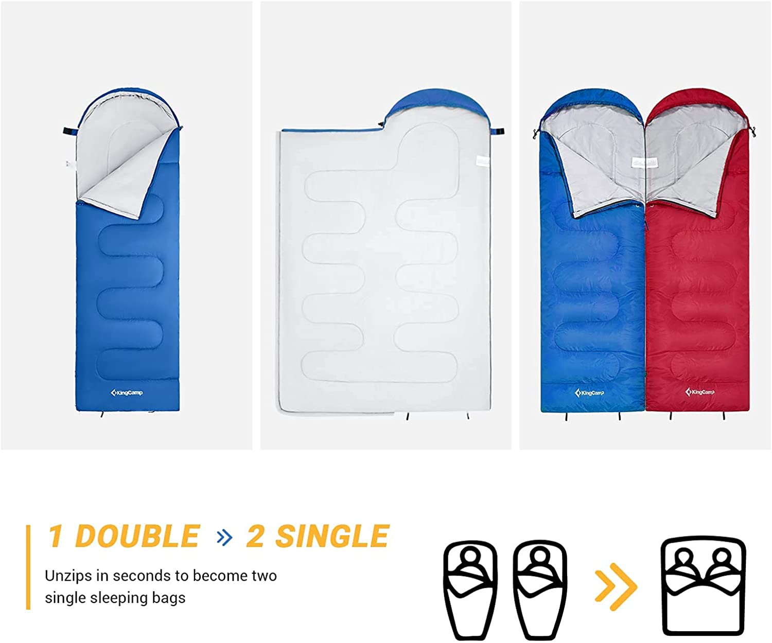 kingcamp-oasis-250-sleeping-bag-44-f-3-season-synthetic-mummy-bag-with-splicable image 5