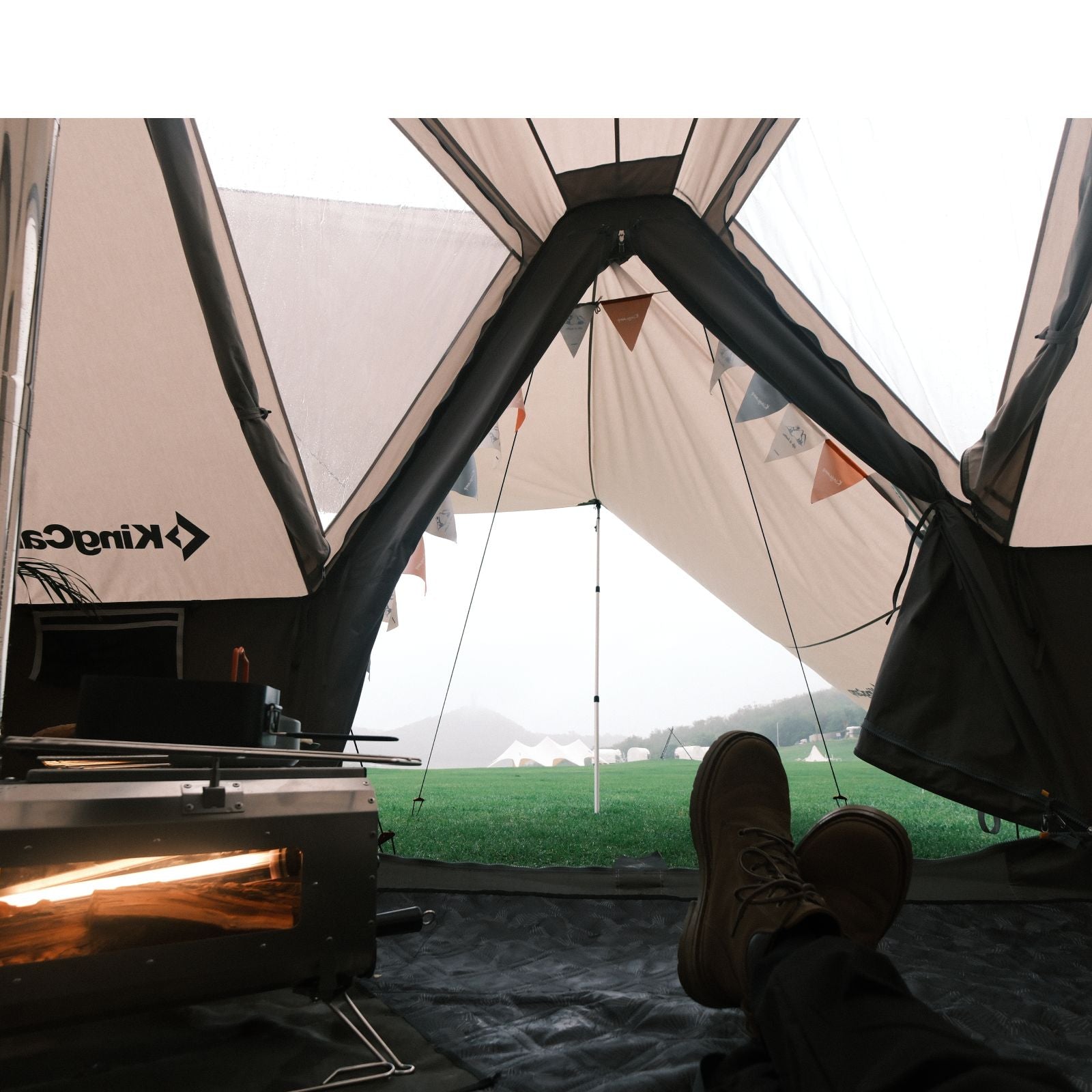 kingcamp-khan-villa-glamping-tent-4-in-1-bundle-with-stove image 7