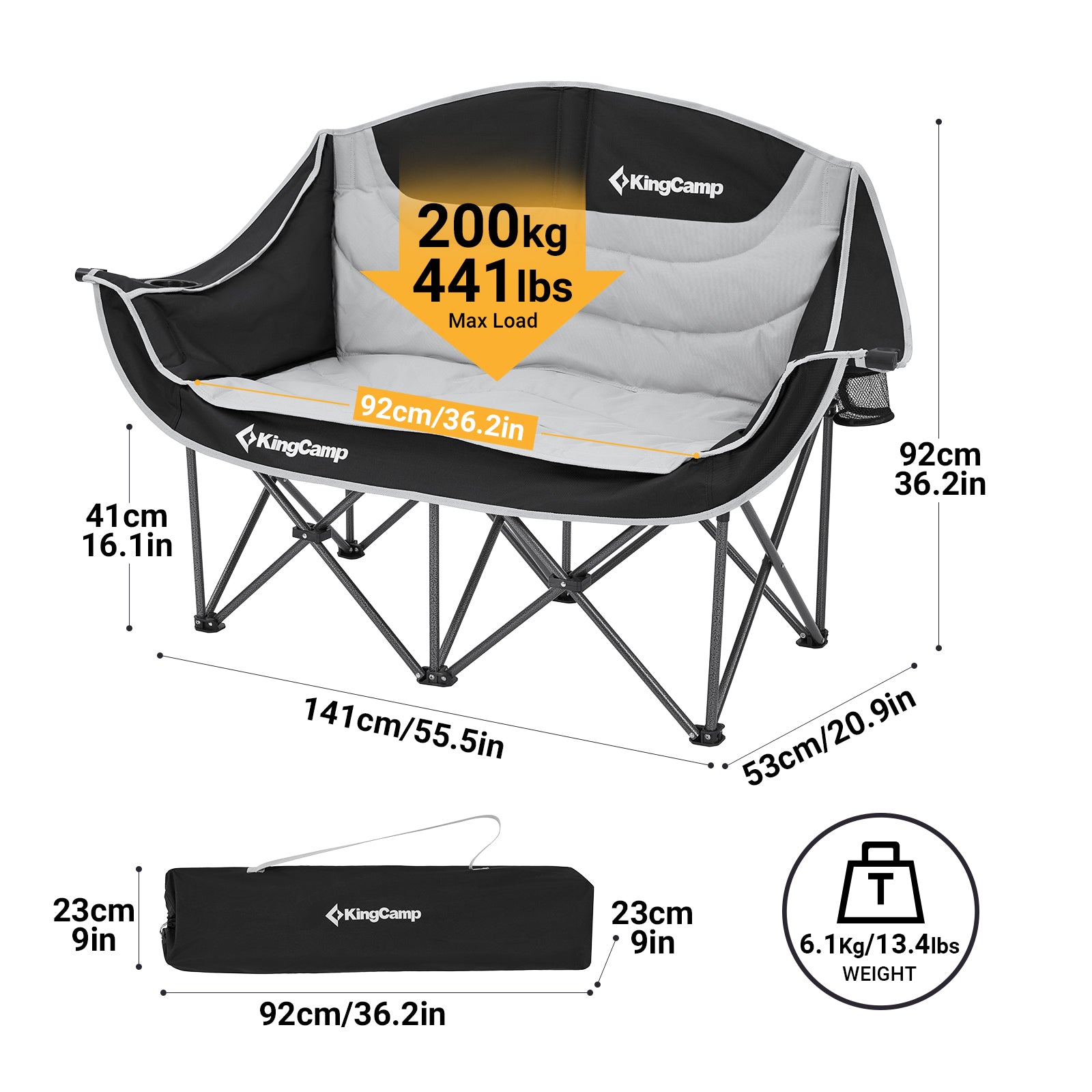 kingcamp-canna-c20-loveseat-double-seat-camping-chair image 8