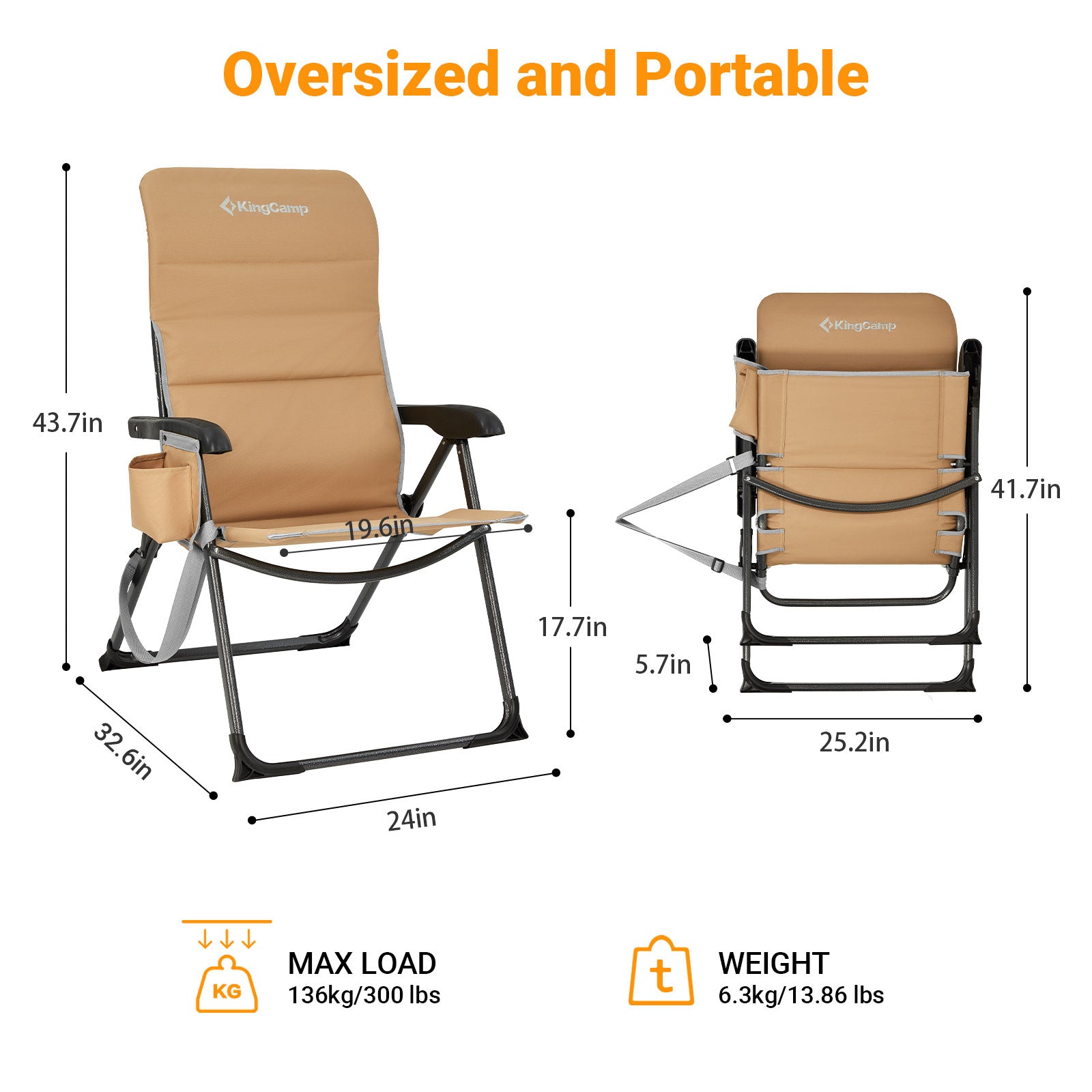kingcamp-ergonomics-adjustable-high-back-camping-chair-3-position-reclining-outd image 2
