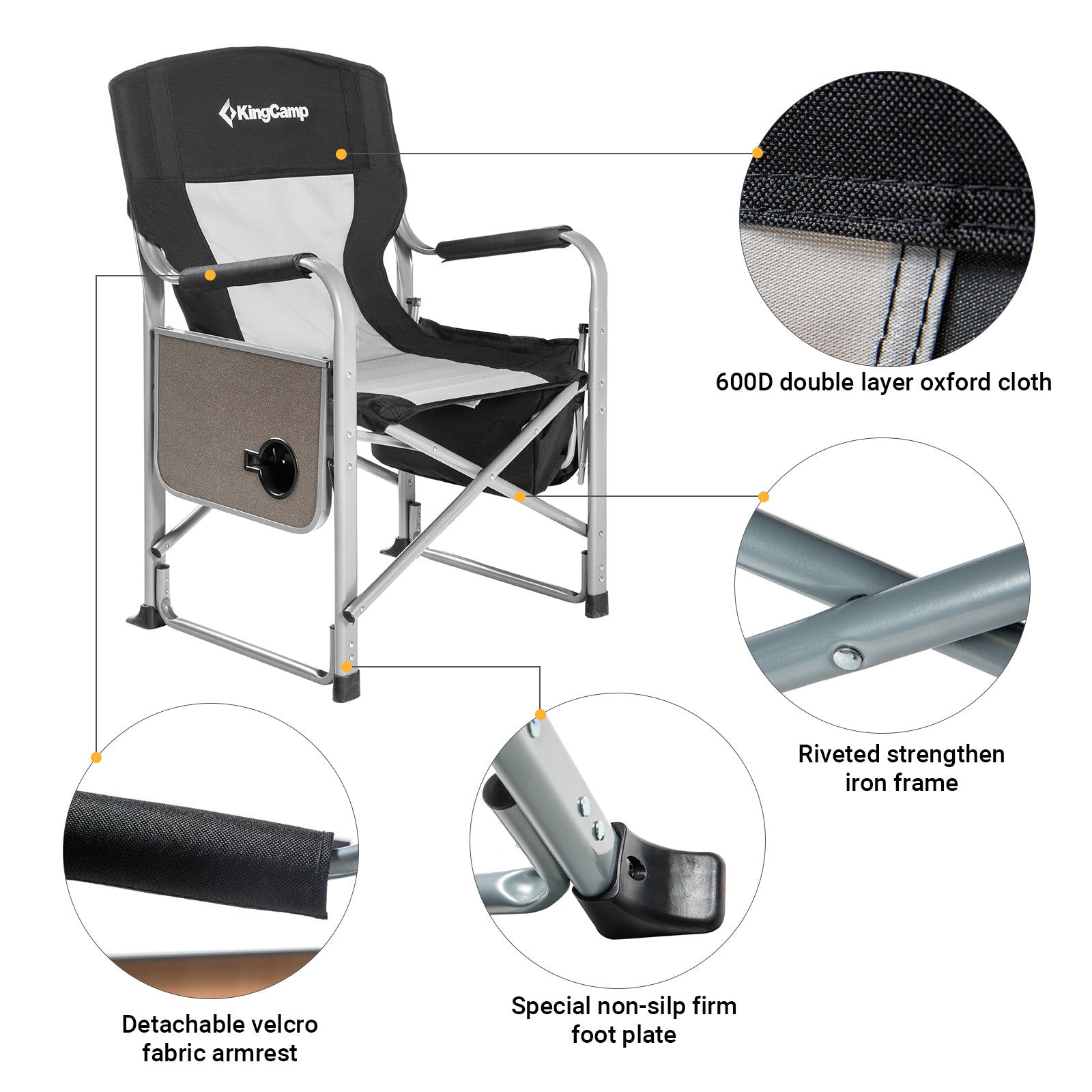 kingcamp-oversized-padded-folding-director-chair-with-cooler-bag image 4