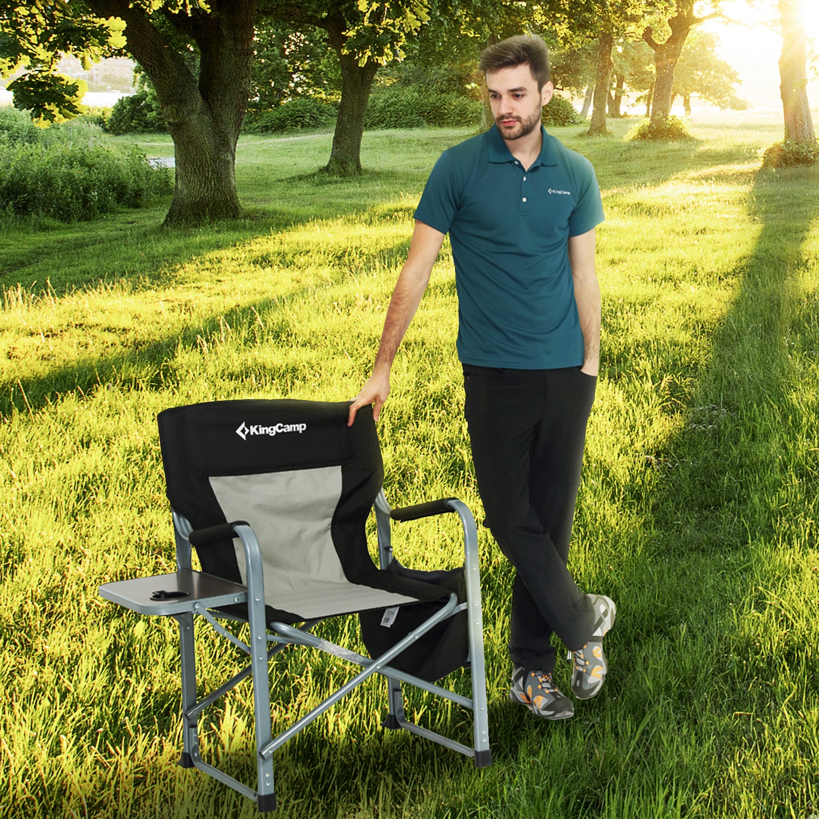 kingcamp-oversized-padded-folding-director-chair-with-cooler-bag image 7