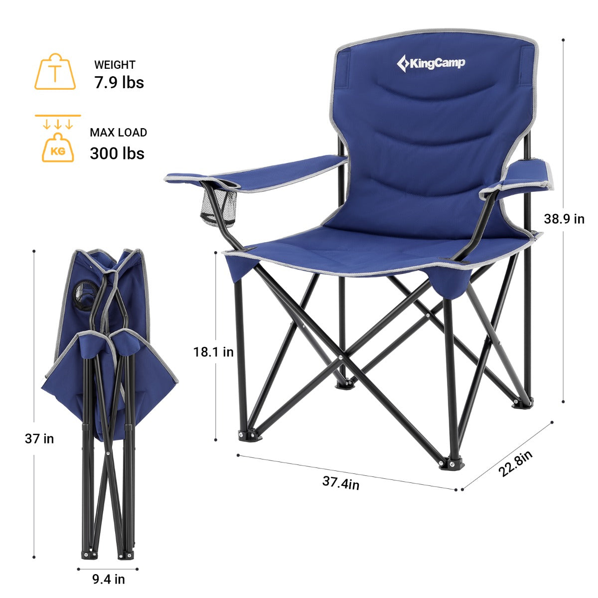 kingcamp-oversized-portable-lawn-chair-heavy-duty-folding-camping-chair image 6