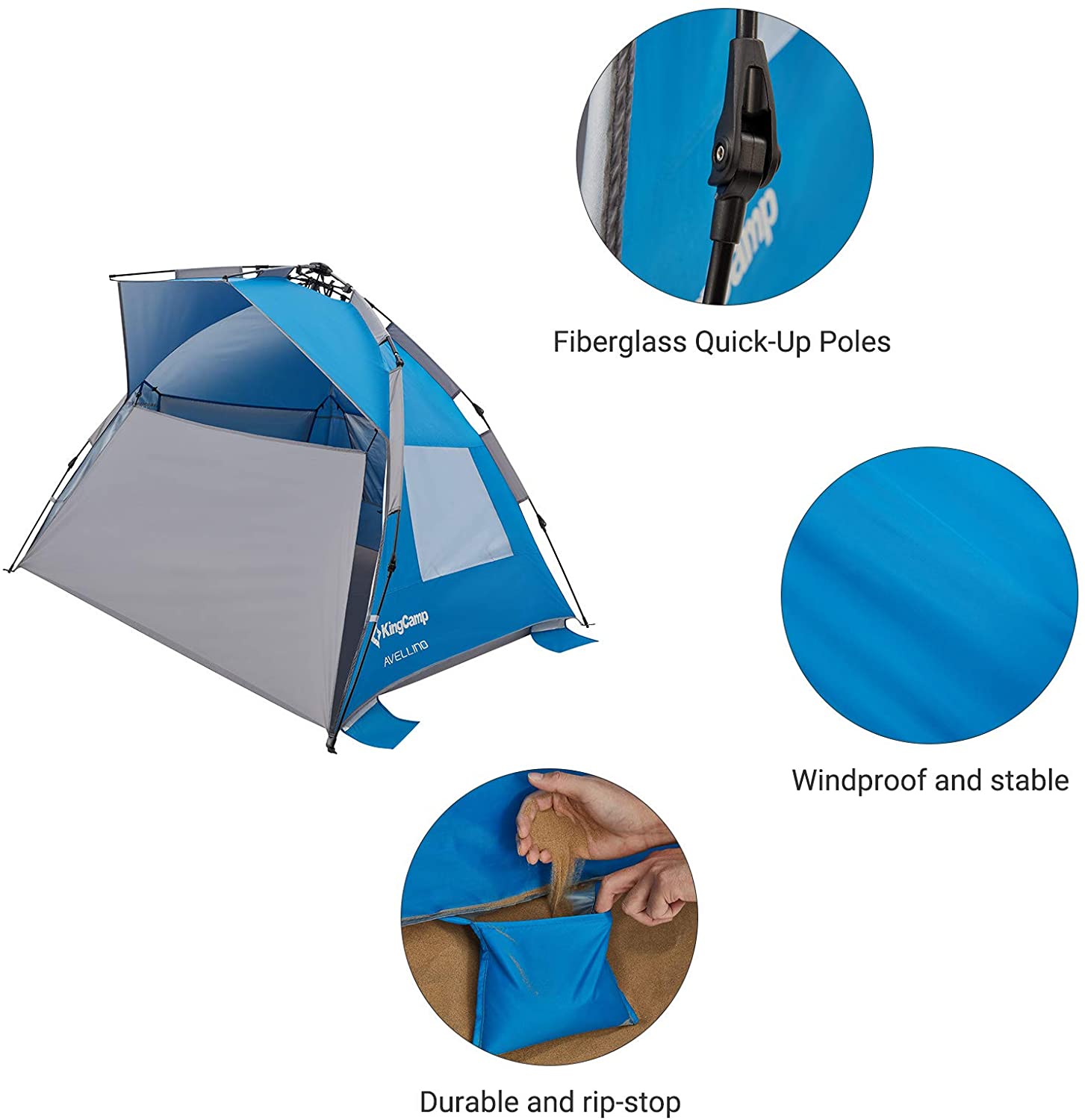 kingcamp-pop-up-beach-tent-3-4-person-automatic-sun-shelter-with-upf50-silver-co image 4