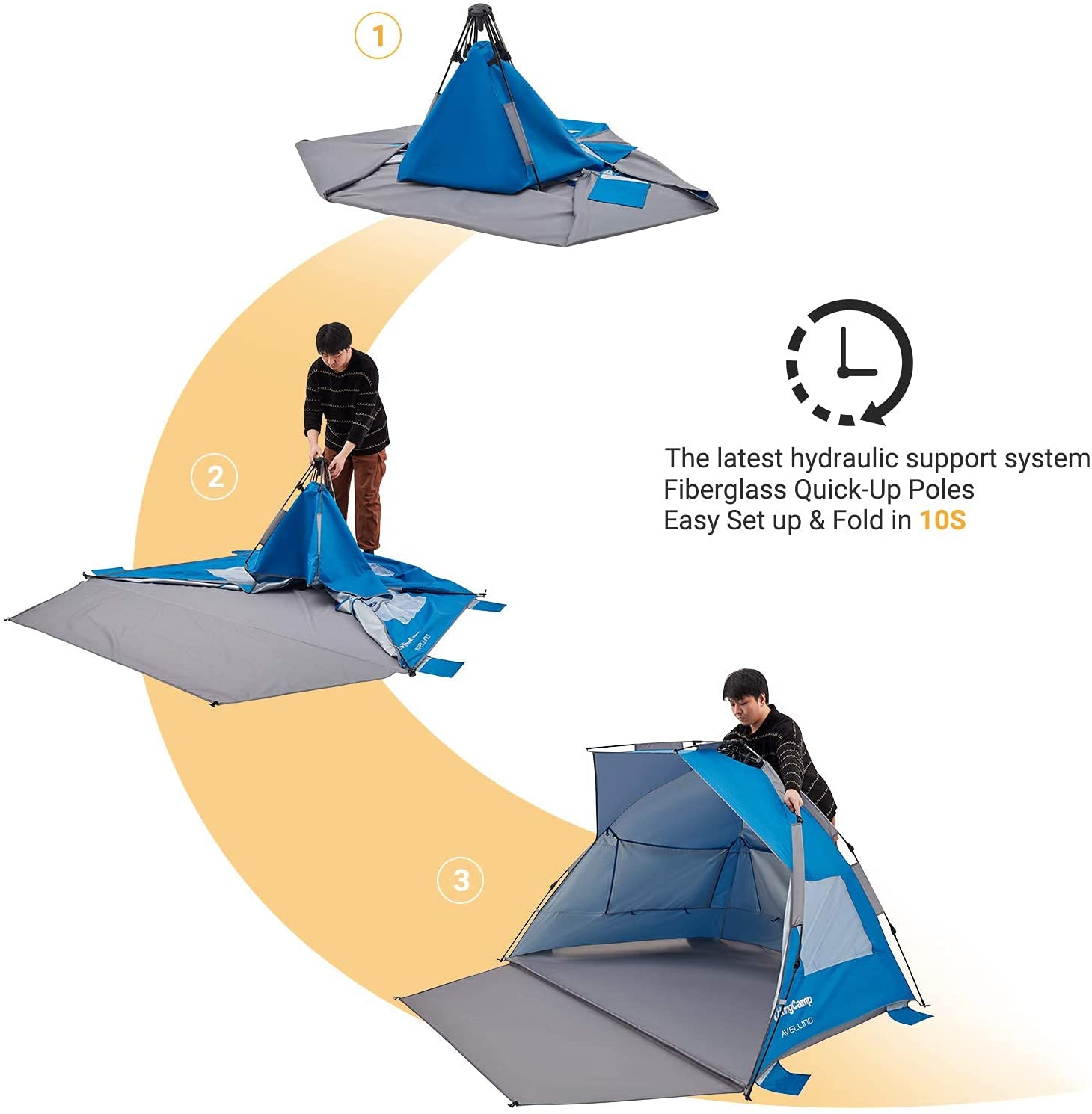 kingcamp-pop-up-beach-tent-3-4-person-automatic-sun-shelter-with-upf50-silver-co image 6