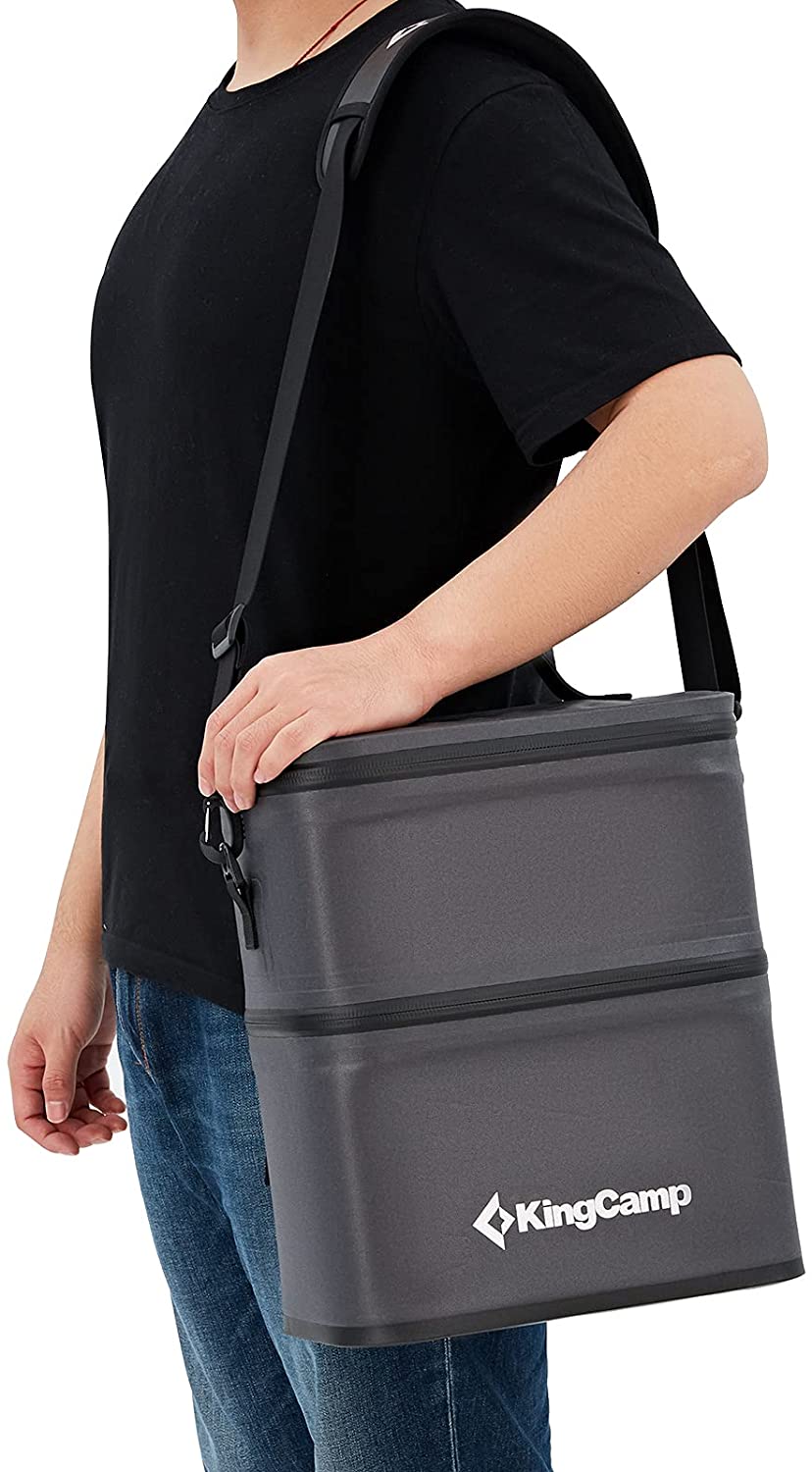 kingcamp-portable-16-cans-double-layer-cooler-bag-leakproof-insulated image 7
