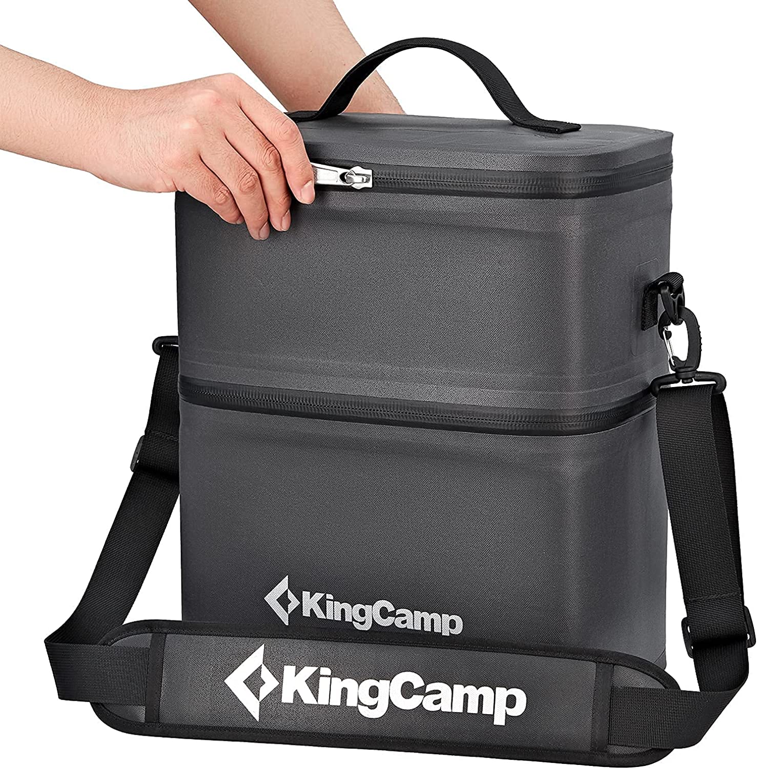 kingcamp-portable-16-cans-double-layer-cooler-bag-leakproof-insulated image 4