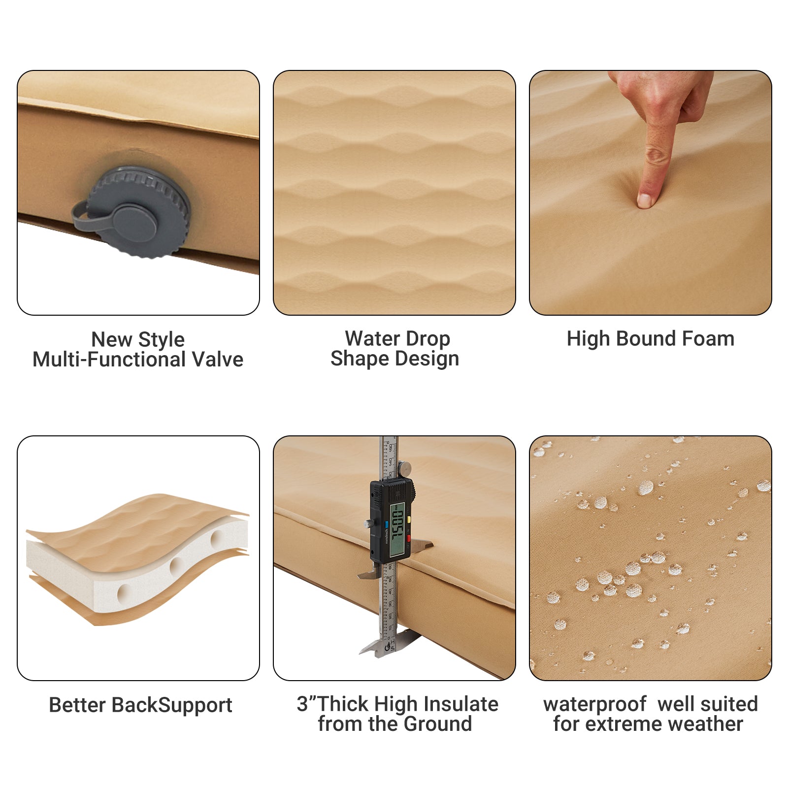 kingcamp-khaki-single-3d-3-inch-thick-self-inflating-sleeping-mattress-insulated image 5