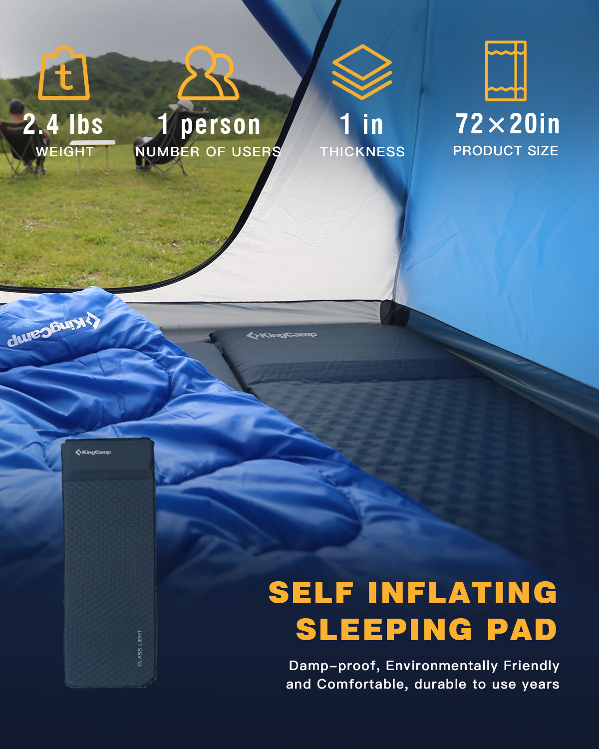 kingcamp-self-inflating-sleeping-pad-with-pillow-insulated-foam-pad-for-camping- image 6
