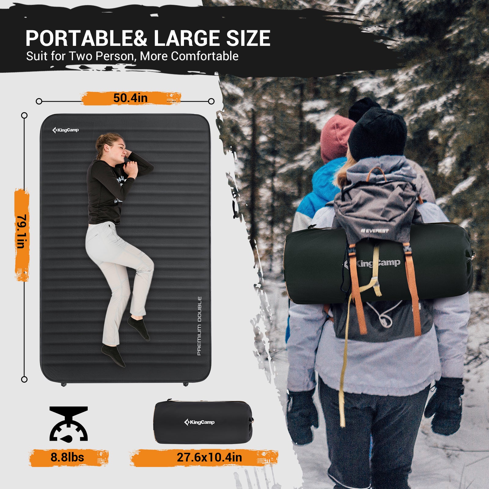 kingcamp-premium-self-inflating-foam-sleeping-pad-double-single image 7