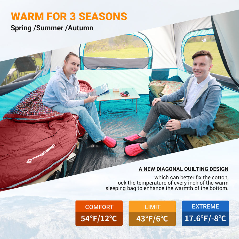 kingcamp-250g-filling-3-season-cotton-lining-wine-plus-size-sleeping-bag image 3