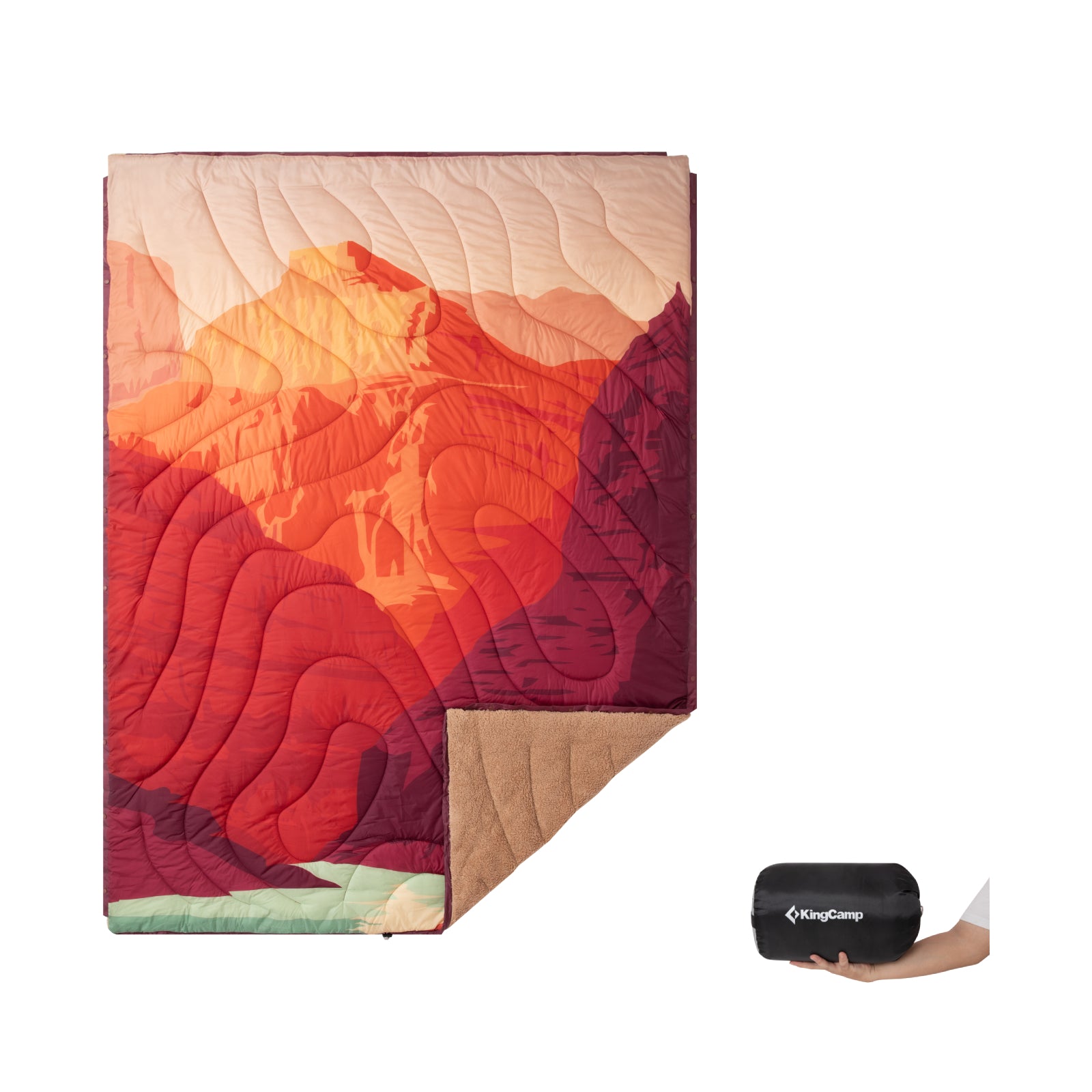 kingcamp-printed-sherpa-fleece-camping-blanket-bohemian-style-double-layer-warmt image 2