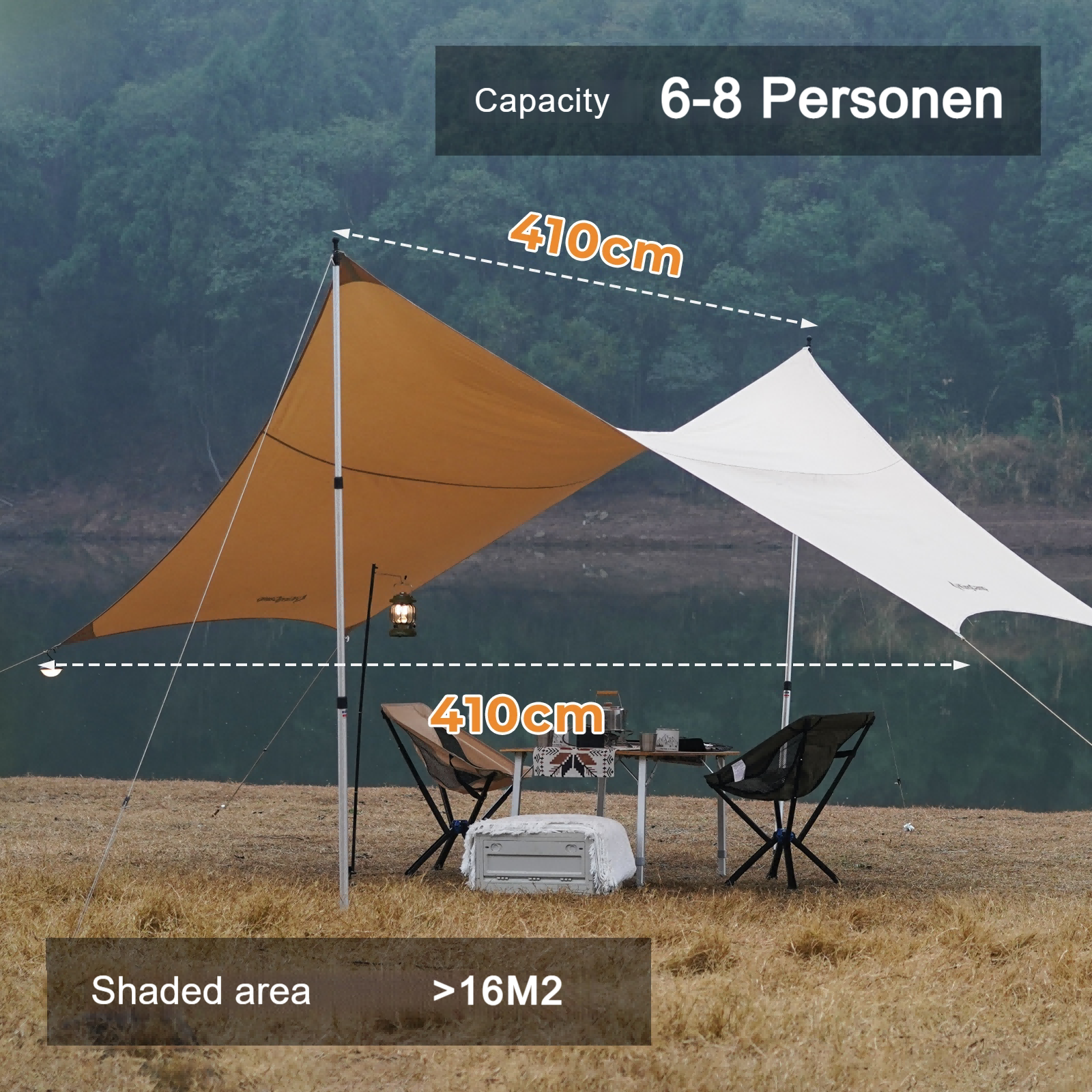 kingcamp-hexagonal-large-camping-tent-tarp-durable-t-c-fabric-sun-shelter image 3