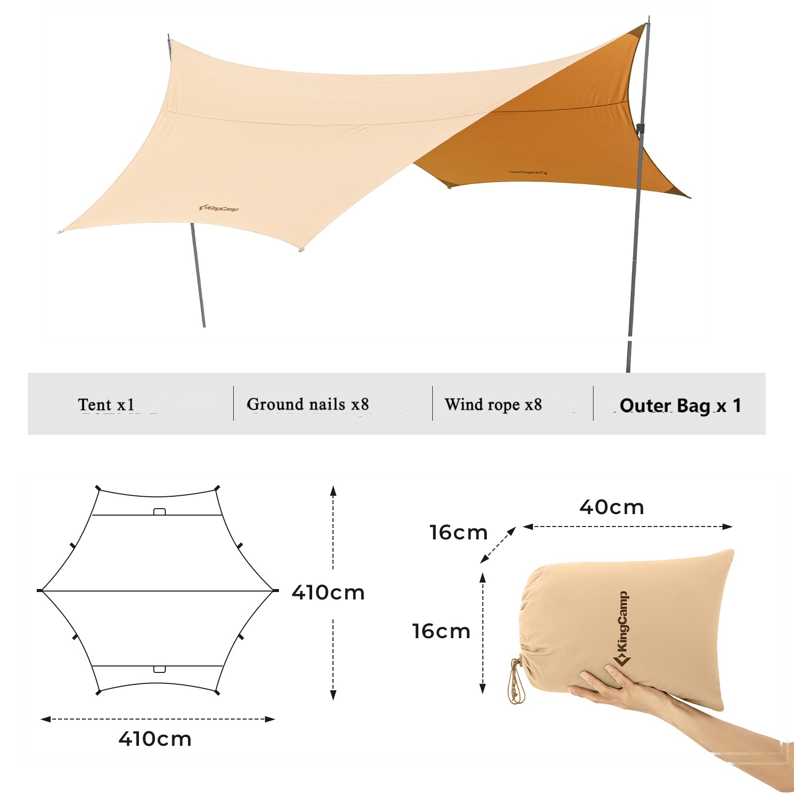 kingcamp-hexagonal-large-camping-tent-tarp-durable-t-c-fabric-sun-shelter image 8