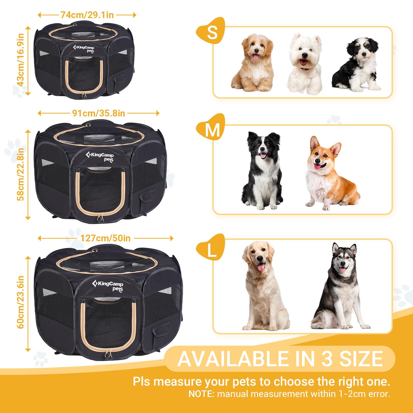 kingcamp-pets-ancona-dog-playpen-foldable-waterproof-3-sizes-for-small-to-large- image 8