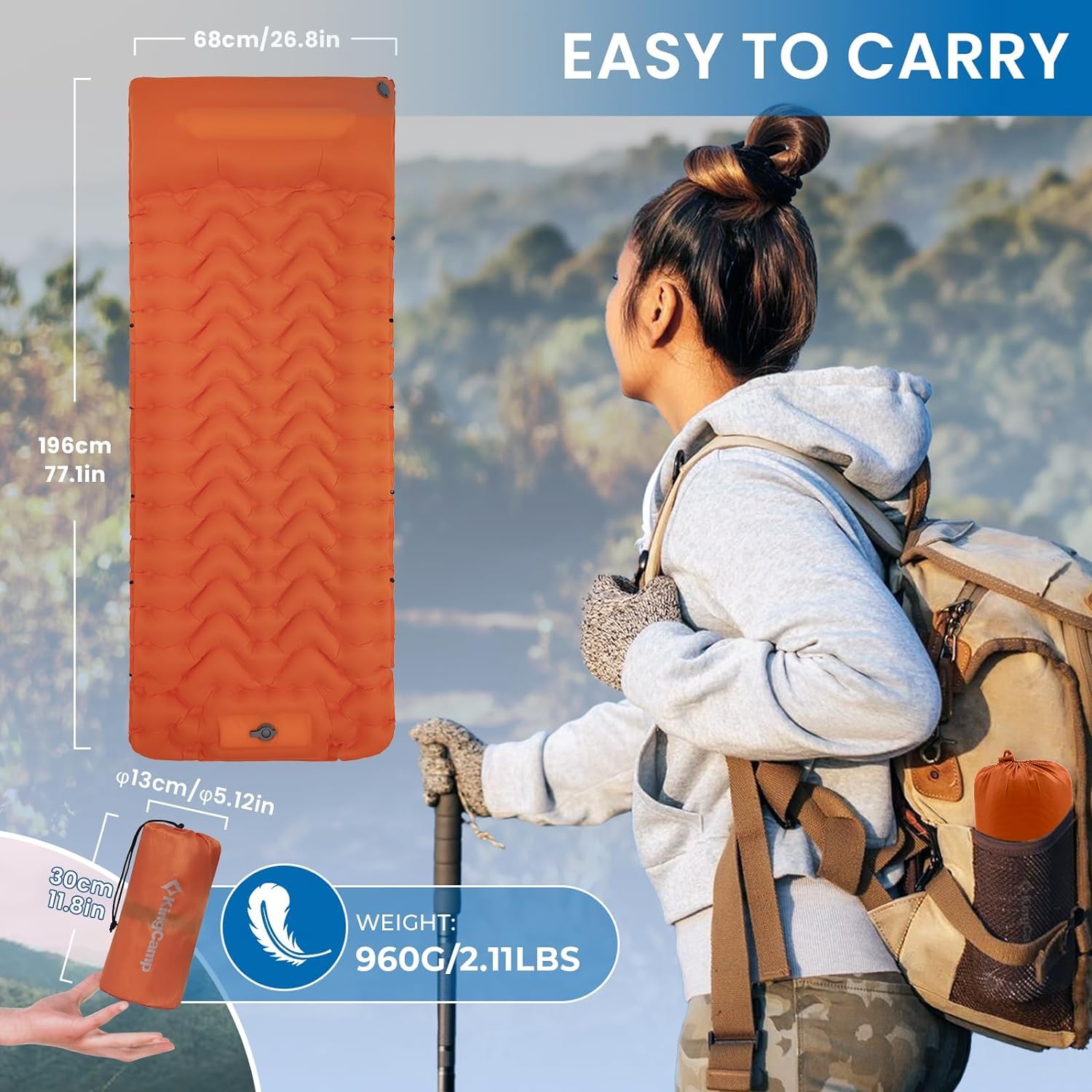 kingcamp-ultralight-self-inflating-sleeping-pad-with-built-in-foot-pump-and-pill image 4