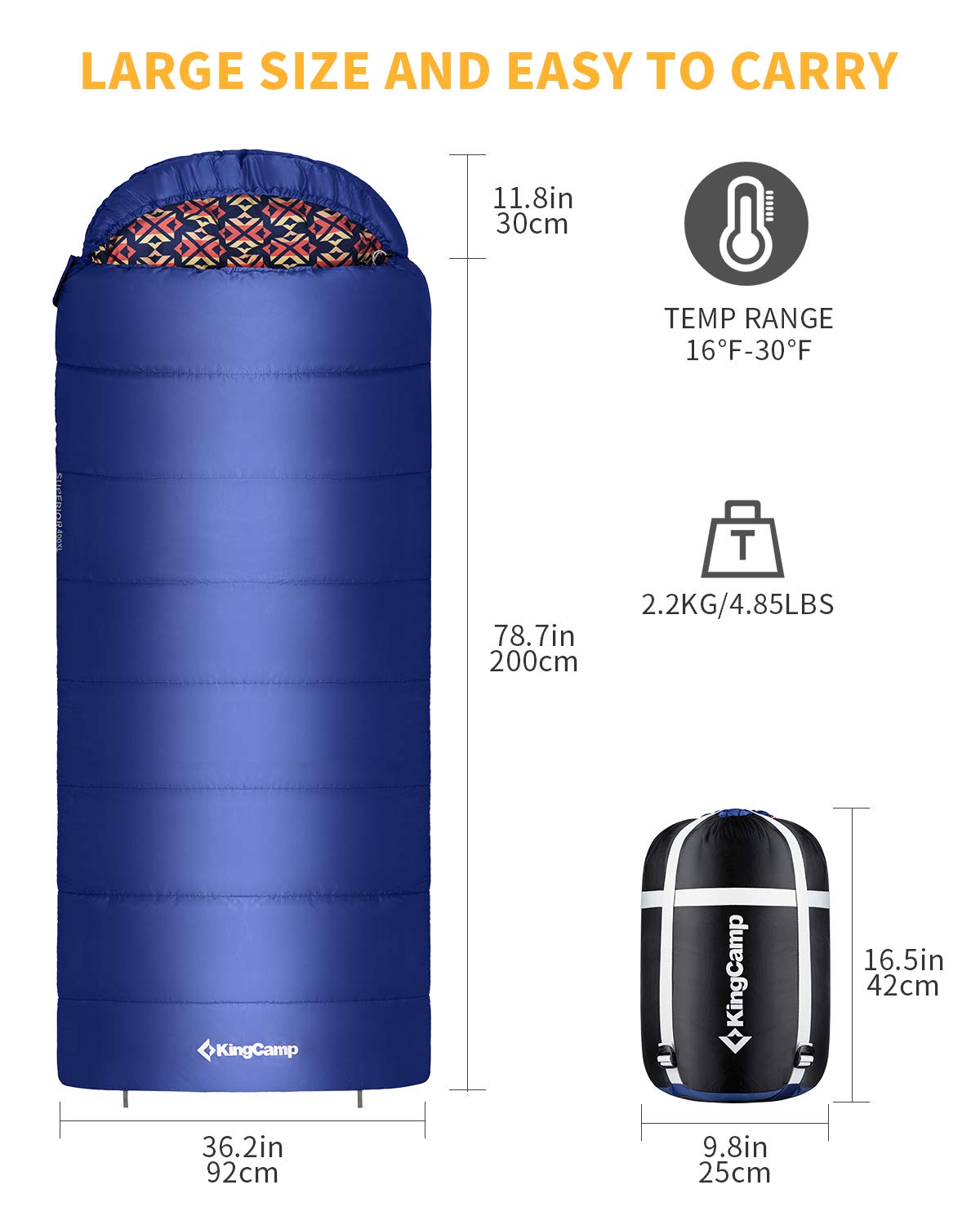 kingcamp-3-season-0-degree-camping-sleeping-bag-synthetic-insulation-double-zip image 2