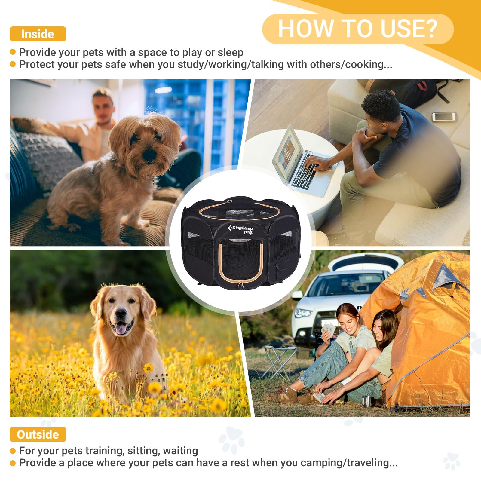 kingcamp-pets-ancona-dog-playpen-foldable-waterproof-3-sizes-for-small-to-large- image 6
